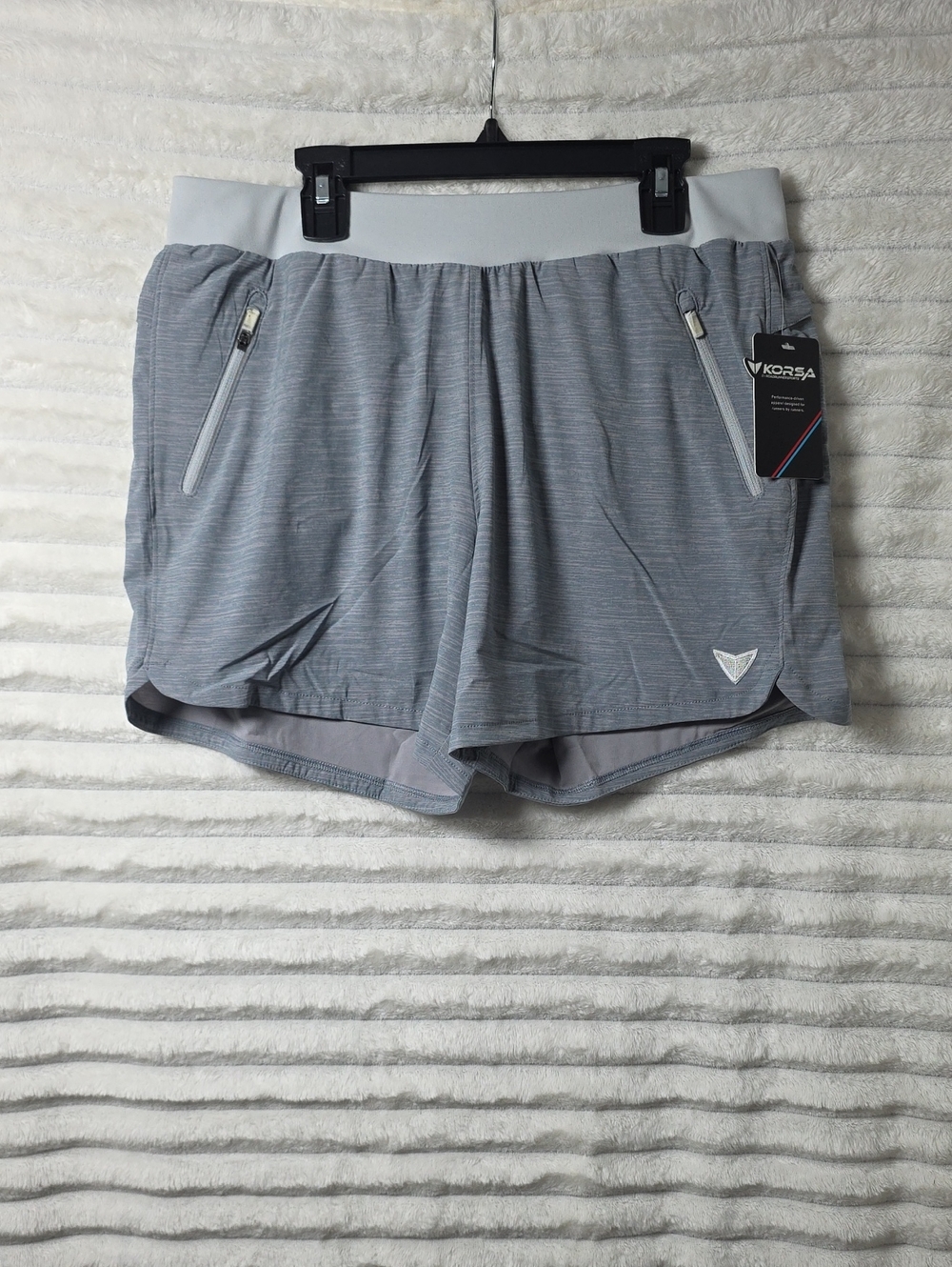0463 Korsa Women's Gray Athletic Shorts with Built In Underwear; Medium